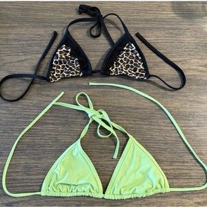 CHYNNA DOLL VICTORIA’S SECRET TRIANGLE BIKINI TOPS SET OF TWO SZ S LEOPARD LACE